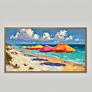 Frame Tv Art Digital Download | Colourful Beach Impasto Painting for Samsung Frame Tv | Summer Frame Tv Painting | Frame TV Art