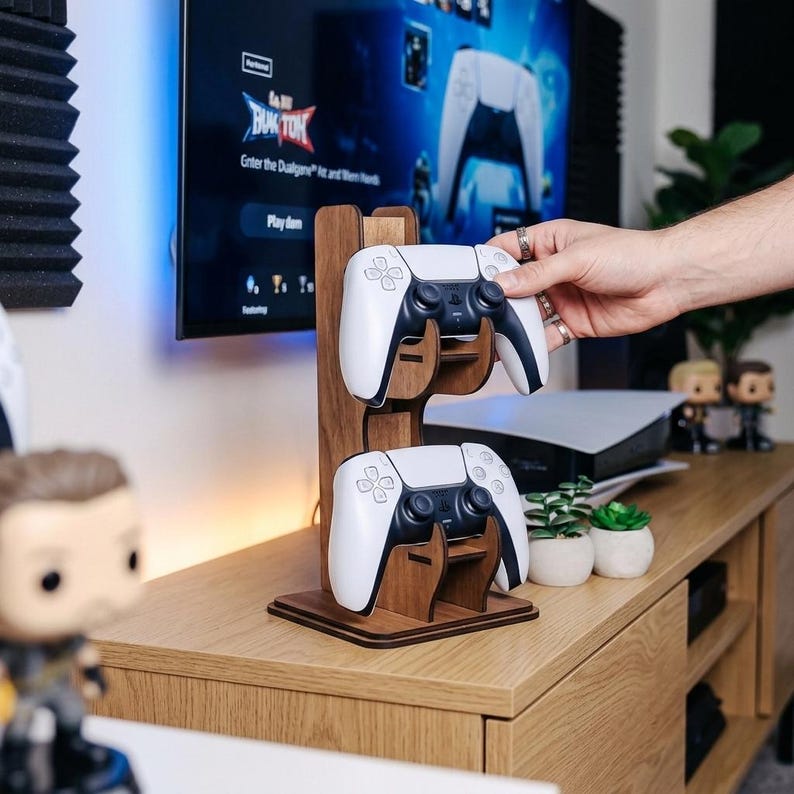 Personligt stativ för spelkontroller i trä, anpassad PS Xbox-hållare bild 12