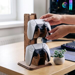 Personligt stativ för spelkontroller i trä, anpassad PS Xbox-hållare bild 13