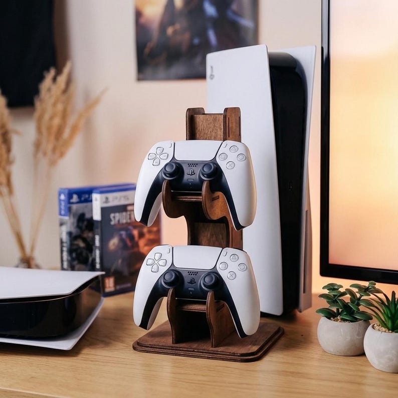 Personligt stativ för spelkontroller i trä, anpassad PS Xbox-hållare bild 19