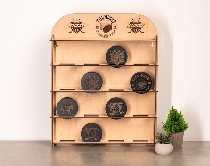 Hockey puck holder, Hockey puck organizer, Hockey puck holder shelf, Hockey puck display case,  Hockey puck stand, Hockey puck storage