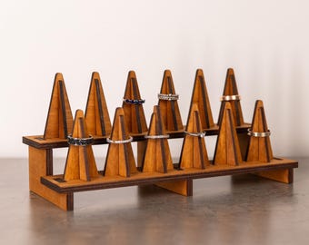 Wood ring organizer,Multiple ring holder,Wooden ring cone,Ring storage organizer,Ring cone display,Jewelry organizer,Ring display stand wood