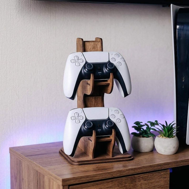 Personligt stativ för spelkontroller i trä, anpassad PS Xbox-hållare bild 3