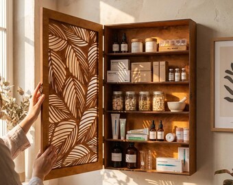 Treocho Armadietto Da Parete In Legno Blu – Mobiletto Per Bagno Con Ante E Ripiano Regolabile – Stile Rustico