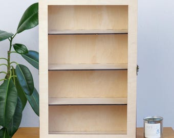 Display case cabinet with shelves, Display cabinet with glass door, Display shelf for collectibles, Display shelf case, Wood display case