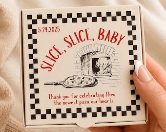 Baby Shower Pizza Box – Personalized 3.5" Pizza Box for Baby Shower Grazing, Gifts, Favors – Personalized Pizza Favors Slice Slice Baby