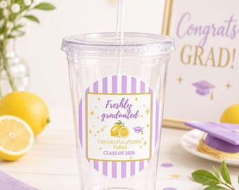 Personalized Freshly Graduated Cups, Freshly Graduated Decor, Personalized Dirty Soda Bar Cups Freshly Graduated Party Cup