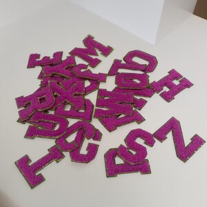 Parches de letras de chenilla para planchar en ropa, parches de letras con ribete dorado, bordados de alfabeto de moda para planchar