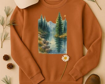 Felpa Mountain River Watercolor – Abbigliamento da trekking unisex