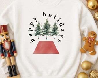 Maglione girocollo unisex Happy Holidays, caldo maglione natalizio in misto pesante