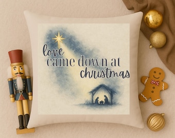 Nativity Scene Pillow Cover, Religious Christmas Cushion