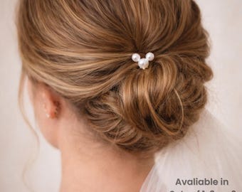 Hidden Mickey Pearl Wedding Hair Pins, Fairytale Bridal Silver Accessory