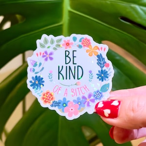 Bądź miły, zabawny i modny mem, dbanie o siebie, naklejka z kwiatami, sarkastyczny humor dotyczący zdrowia psychicznego, planer