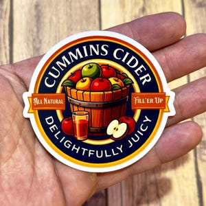 Sticker cidre Cummins, sticker meme sarcastique drôle, sticker cidre de pomme rétro, étiquette de cidre récolte d'automne, humour adulte drôle, cadeau pour un ami