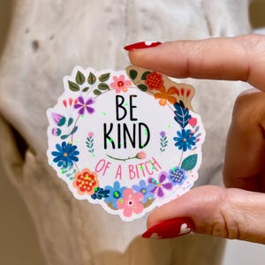 Be Kind, funny and trendy meme, self-care, floral sticker, sarcastic mental health humor, planner image 4