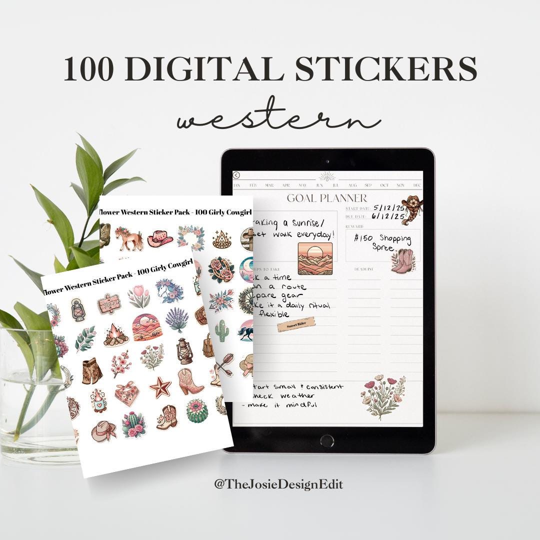 Sticker Drawings Rustic Wildflower Western Sticker Pack | 100 Girly Cowgirl Pngs | Rustic ...