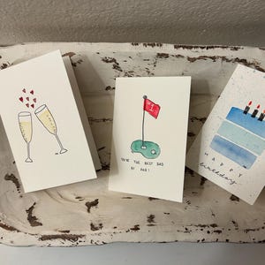 Tarjetas de cumpleaños y festividades hechas a mano con acuarela, personalizables