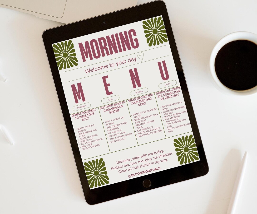 Gentle Morning Routine Printable: Self-care Checklist (PDF & PNG ...