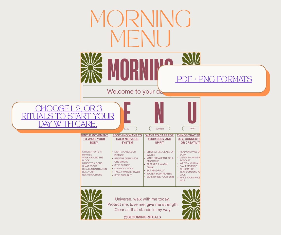 Gentle Morning Routine Printable: Self-care Checklist (PDF & PNG