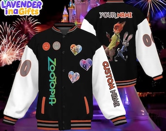 Custom Zootopia Varsity Jacket Black Color, Judy Hopps and Nick Wilde jacket, Zootopia 2 2025, Disneyland Family Trip