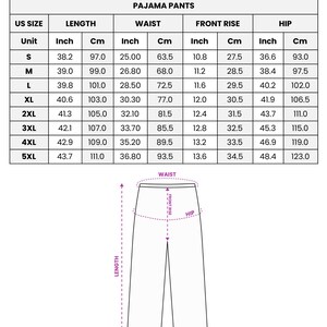 the size chart for a women's pants