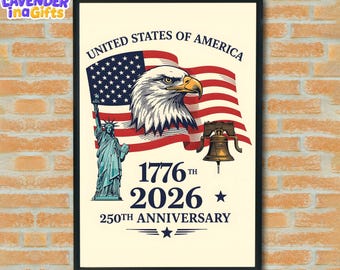 Póster del Águila Americana del 250 Aniversario (1776-2026) - Celebración de los 250 Años de Independencia de EE. UU.