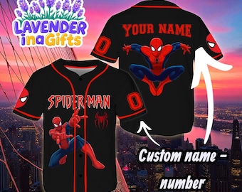 Custom Spider-Man Baseball Jersey, Personalized Superhero Shirt, Kids & Adults Comic Outfit with Name Number