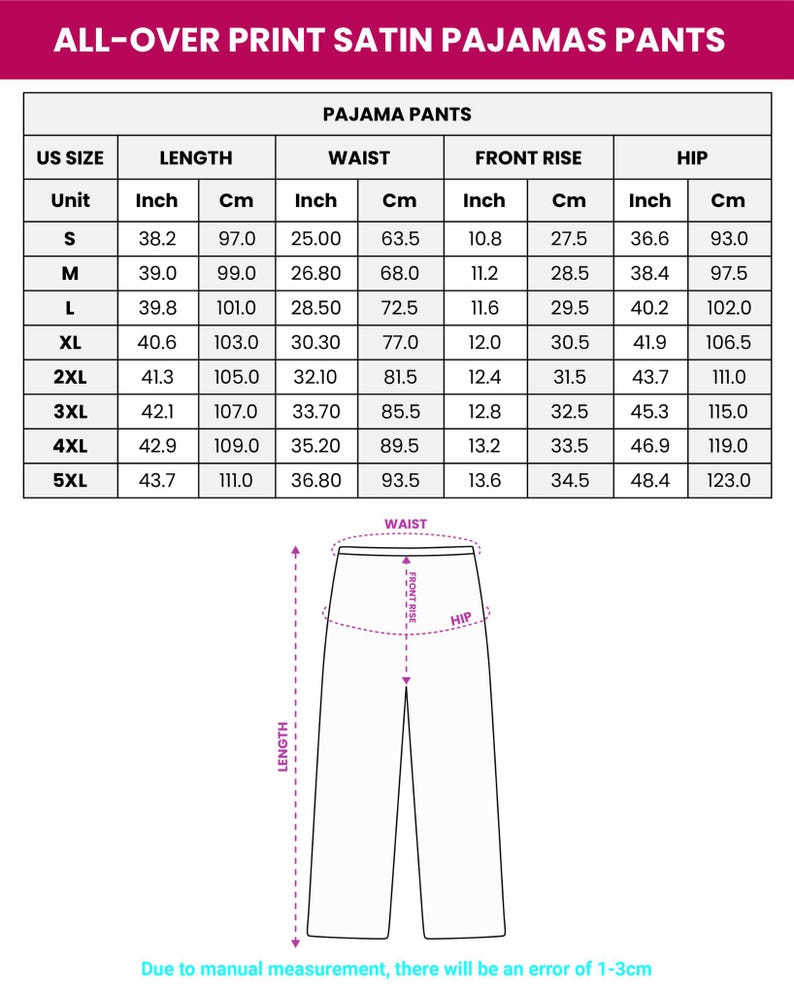 the size chart for a women's pants