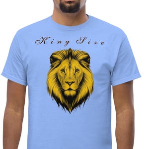 Men's t-shirt, Majestic Lion Tee, King Size Edition, Original Gift, Funny t-shirt, Graphic t-shirt,  Gold Lion Head Graphic Tee for Men