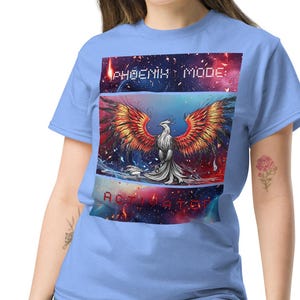 Unisex classic tee, Phoenix Shirt, Firebird Art Tee, Graphic tee, Motivational Mythical Bird T-Shirt, Original Gift, Funny t-shirt