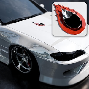Stainless Steel Teardrop Exhaust Tip with Flame Design Trim Plate (3&#39;&#39;)