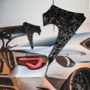 Limited Edition Forged Carbon Fiber Spoiler END Plates - Battle Design (Universal FIT) Precision Drilled for Any Wing