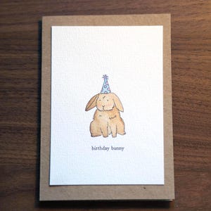 Cute Bunny Watercolour Card- "Birthday Bunny" Original Design, Funny Animal Birthday Card
