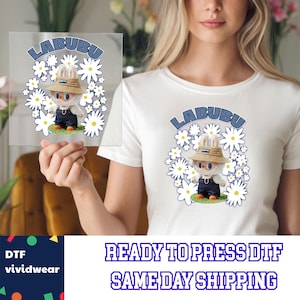 Daisy Labubu Dtf, Coquette Floral Labubu, Ready to Press DTF Prints, High-Quality Heat Transfer Designs, Affordable DTF Transfers, Shirt Dtf