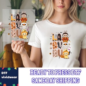 Cutsie Spooky Halloween Labubu Dtf, Ready to Press DTF Prints, High-Quality Heat Transfer Designs, Affordable DTF Transfers, Shirt Dtf