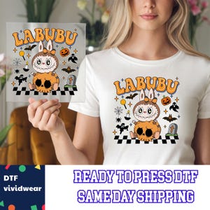 Spooky Halloween Labubu Dtf, Labubu Dtf, Ready to Press DTF Prints, High-Quality Heat Transfer Designs, Affordable DTF Transfers, Shirt Dtf