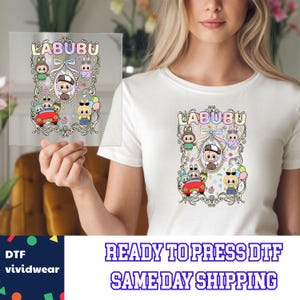 Vintage Labubu Dtf, Kawaii Labubu Dtf, Ready to Press DTF Prints, High-Quality Heat Transfer Designs, Affordable DTF Transfers, Shirt Dtf