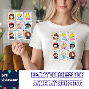 Princess Labubu Dtf, Labubu and Disney, Ready to Press DTF Prints, High-Quality Heat Transfer Designs, Affordable DTF Transfers, Shirt Dtf
