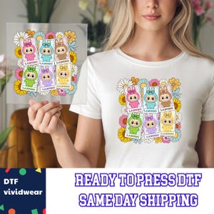 Sunflower Labubu Dtf, Kawaii Labubu Dtf, Ready to Press DTF Prints, High-Quality Heat Transfer Designs, Affordable DTF Transfers, Shirt Dtf