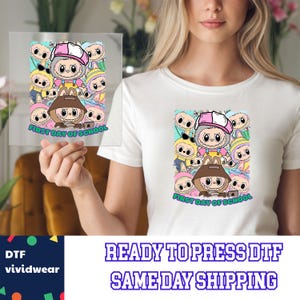 First Day Of School Labubu Dtf, Dtf, Ready to Press DTF Prints, High-Quality Heat Transfer Designs, Affordable DTF Transfers, Shirt Dtf2