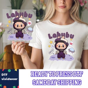 Purple Labubu Dtf, Kawaii Labubu Dtf, Ready to Press DTF Prints, High-Quality Heat Transfer Designs, Affordable DTF Transfers, Shirt Dtf