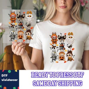 Spooky Halloween Crew Labubu Dtf, Ready to Press DTF Prints, High-Quality Heat Transfer Designs, Affordable DTF Transfers, Shirt Dtf