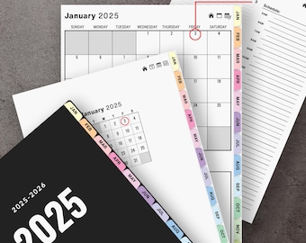 Agenda numérique 2025 pour iPad | PDF quotidien, hebdomadaire, mensuel avec liens hypertexte