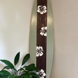 4&#39; Wood Surfboard Wall Art, Wood Beach Decor, Coastal Wall Decor, Wood Sign, 4 Foot Surfboard