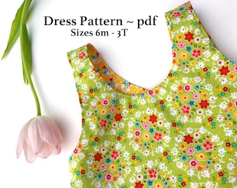 Dress Tutorial,  Pinafore Dress Tutorial, PDF Pattern, Reversible Dress Tutorial, Sewing Pattern With Instructions, Baby Dress Pattern