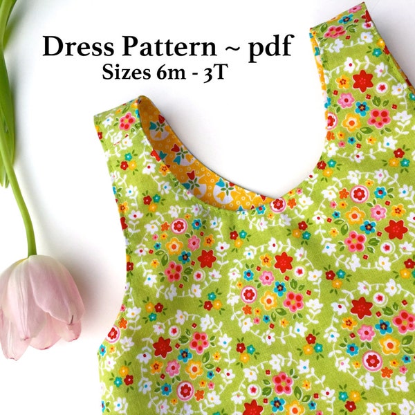 Dress Tutorial,  Pinafore Dress Tutorial, PDF Pattern, Reversible Dress Tutorial, Sewing Pattern With Instructions, Baby Dress Pattern