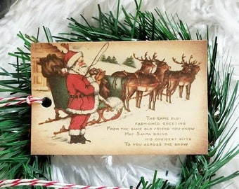 Santa Tags, Reindeer, Christmas Gift Packaging, Gift Wrap, Christmas Decor, Christmas Gift Wrap