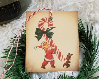 Elf and Candy Cane Gift Tags, Christmas Gift Wrap