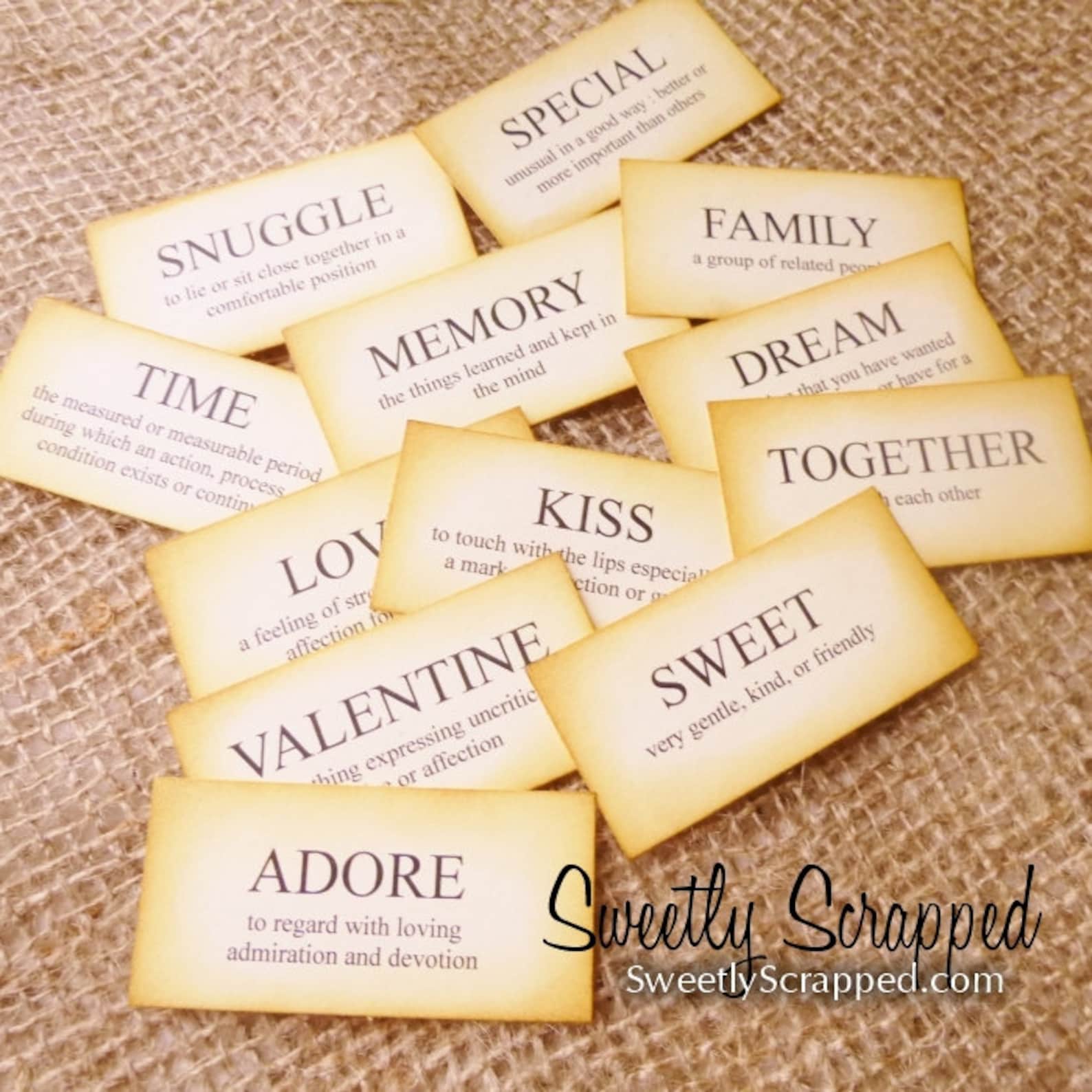 SWEET Definition Flash Cards Scrapbooking Cardmaking Etsy