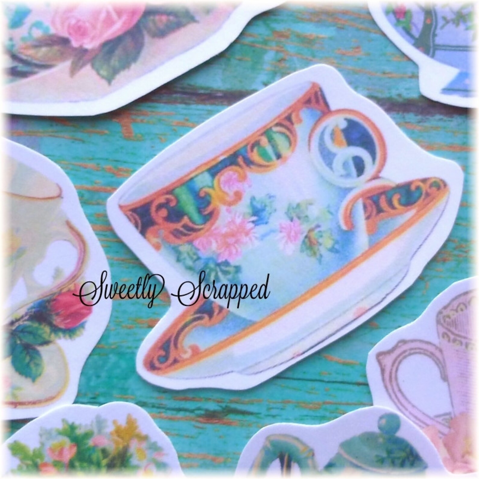 TEA CUPS Embellishments Paper .. Cut Outs Vintage Image - Etsy